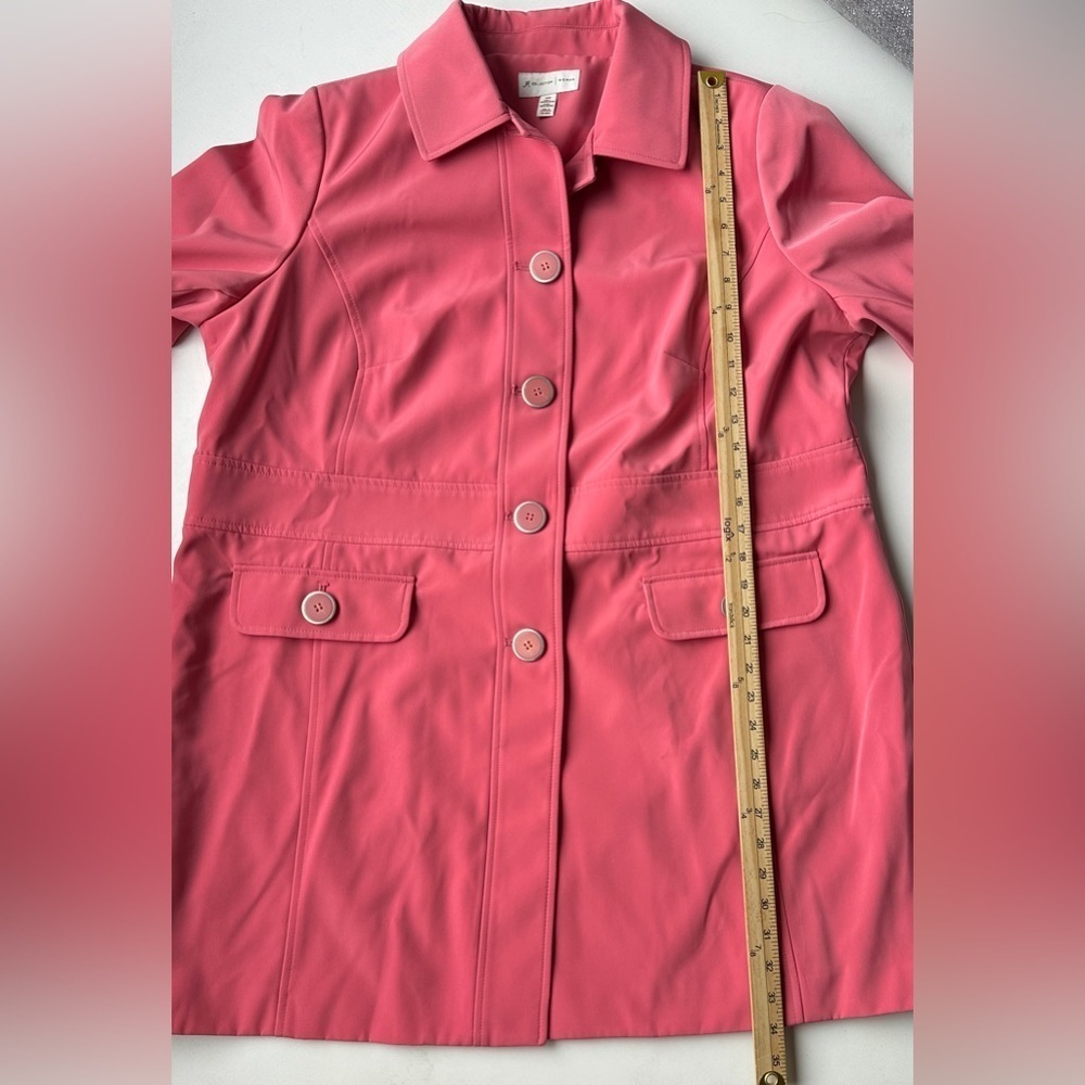 NWT JM Collection Coral Pink Long Button Lined Trench Jacket Women’s 18W $120 - Picture 7 of 9